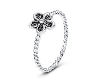 Oxidized Vintage Flower Silver Ring NSR-3208